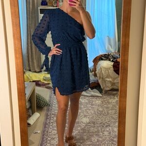 Elegant Navy One-Shoulder Dress